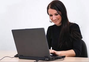 Lady on Computer Image