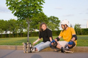 Friends Rollerblading Image
