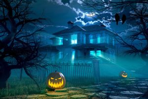 Image of a Haunted House with Jack-o-lanterns. How to navigate around your dating fears, gremlins, and goblins.
