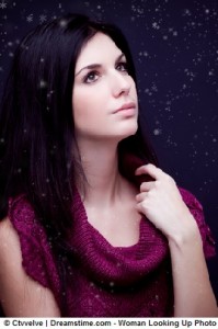Lady in Purple Sweater Looking at the Stars Image