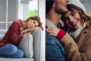 Woman before and after she discovered the love that was just around the corner.