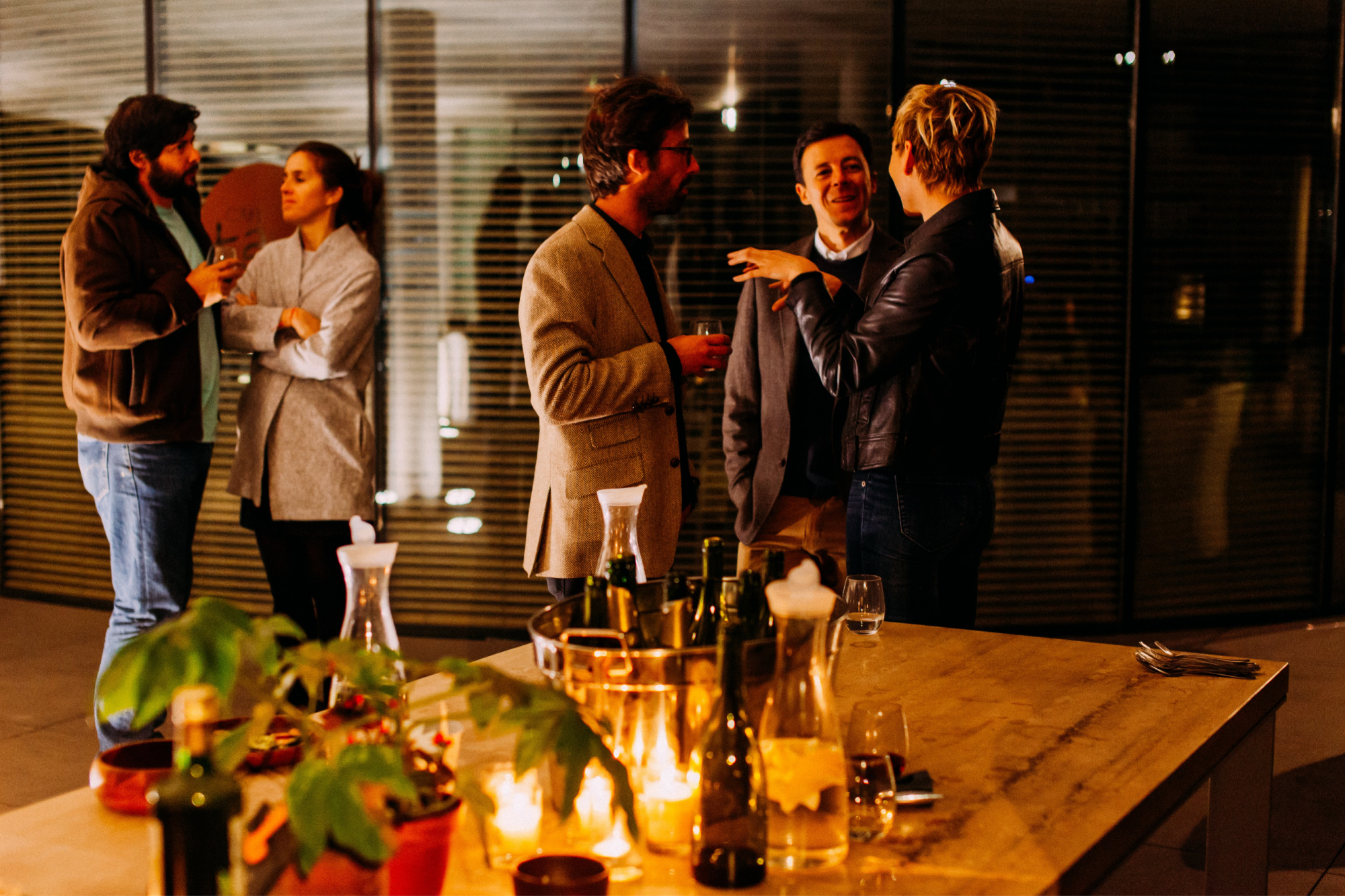 People gathered at a cocktail party.