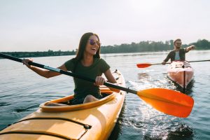 Friends kayaking.