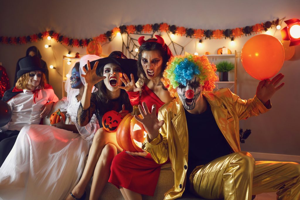 People having fun at a Halloween party.